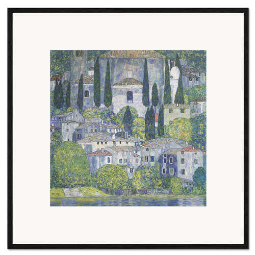 Innrammet kunsttrykk Church in Cassone (Landscape with Cypresses), 1913