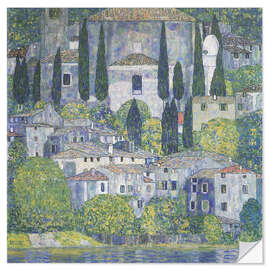 Selvklebende plakat Church in Cassone (Landscape with Cypresses), 1913