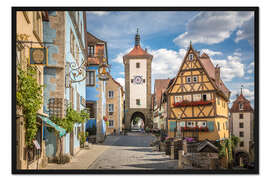 Gerahmter Kunstdruck Altstadt von Rothenburg ob der Tauber (Bayern)