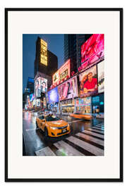 Gerahmter Kunstdruck Taxi am Times Square in New York City