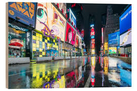 Tableau en bois Broadway New York la nuit