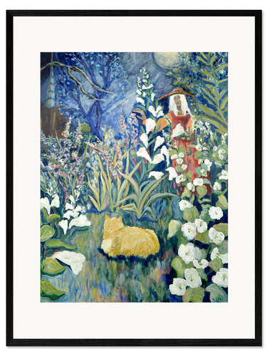 Framed art print Lunar Hollyhocks