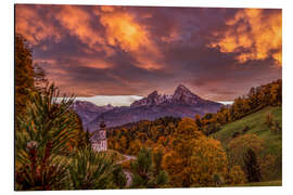 Aluminium print Maria Gern with Watzmann in autumn