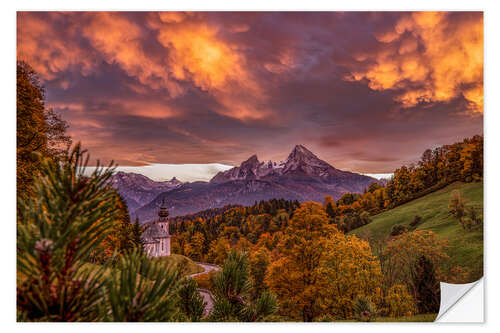 Vinilo para la pared Maria Gern con Watzmann en otoño