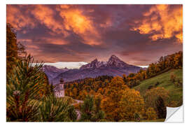 Wall sticker Maria Gern with Watzmann in autumn