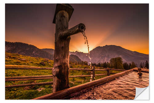 Selvklæbende plakat Sunset on the Alm