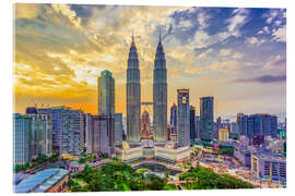 Acrylglas print Kuala Lumpur with the Petronas Towers in the sunset