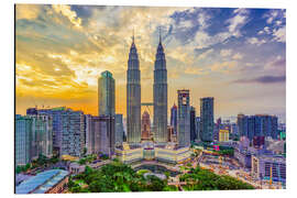 Aluminium print Kuala Lumpur with the Petronas Towers in the sunset