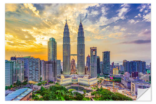 Självhäftande poster Kuala Lumpur with the Petronas Towers in the sunset