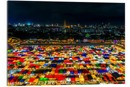 Tableau en plexi-alu Marché nocturne de Ratchada à Bangkok, Thaïlande