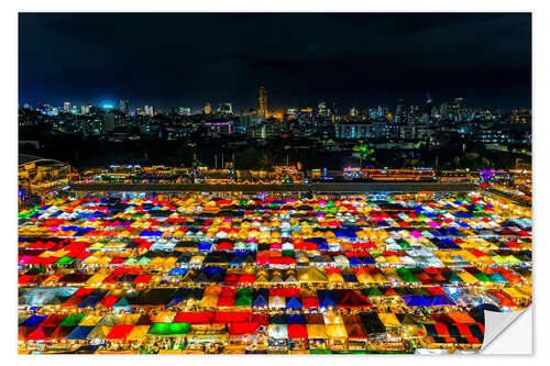Vinilo para la pared Mercado nocturno de Ratchada en Bangkok, Tailandia