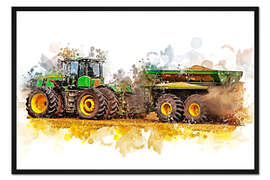 Gerahmter Kunstdruck Traktor auf dem Feld