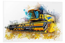 Foam board print Combine harvester in action