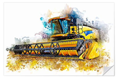 Wall sticker Combine harvester in action