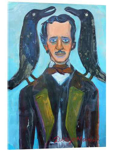 Akrylbilde Edgar Allan Poe and the ravens