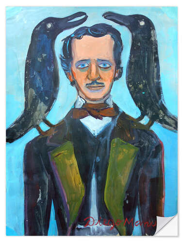 Naklejka na ścianę Edgar Allan Poe and the ravens