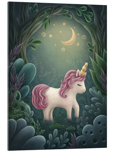 Acrylic print Little unicorn in forest