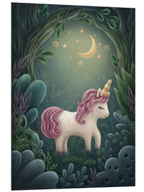 Foam board print Little unicorn in forest