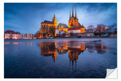 Sticker mural Erfurt - Domplatz dans le miroir