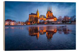 Wood print Erfurt - Domplatz in the mirror