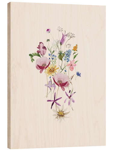 Tableau en bois Bouquet de fleurs d'été sauvages