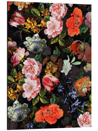 Aluminium print Lush antique midnight flowers