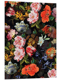 Foam board print Lush antique midnight flowers