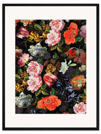 Gerahmter Kunstdruck Üppige Antike Mitternachtsblumen