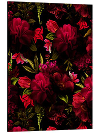 Tableau en aluminium Roses vintage rouge foncé