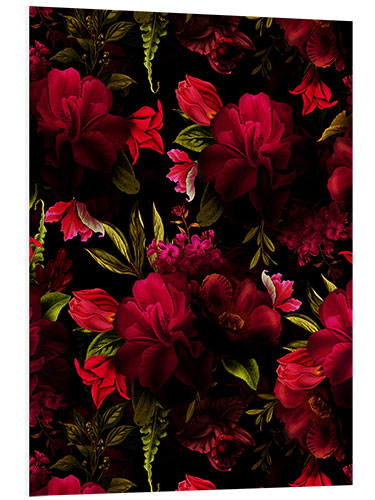 Foam board print Dark red vintage roses