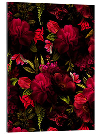 Tableau en plexi-alu Roses vintage rouge foncé