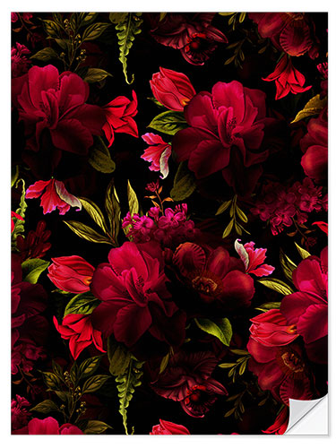 Wall sticker Dark red vintage roses