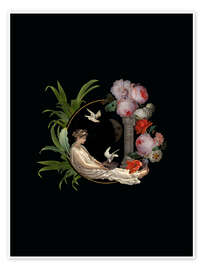 Poster Antike Venus mit Rosen und Tauben