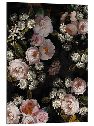 Galleritryk Dutch vintage roses on black