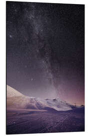 Aluminium print Illuminated ski slopes with night sky at Lauberhorn, Switzerland