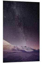 Foam board print Illuminated ski slopes with night sky at Lauberhorn, Switzerland