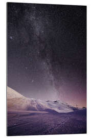 Gallery print Illuminated ski slopes with night sky at Lauberhorn, Switzerland