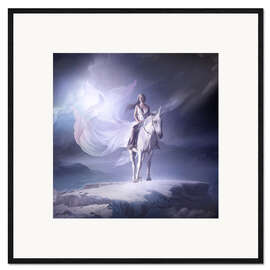 Innrammet kunsttrykk White unicorn