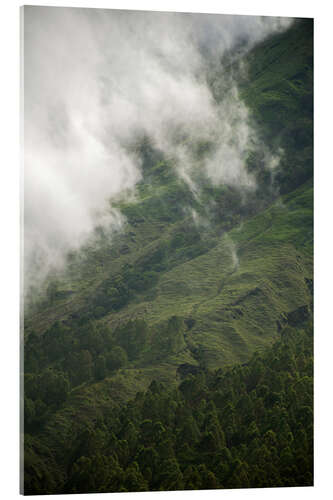 Acrylic print Hike through green and clouds