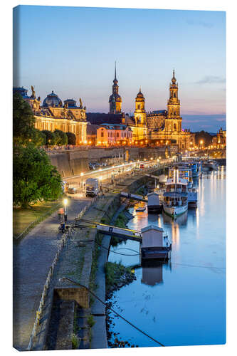 Quadro em tela Cidade velha de Dresden à noite