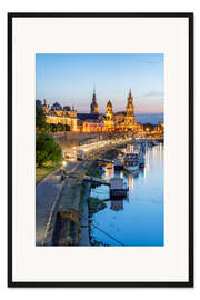 Gerahmter Kunstdruck Dresdner Altstadt am Abend