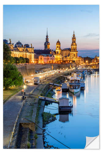 Självhäftande poster Dresden old town in the evening