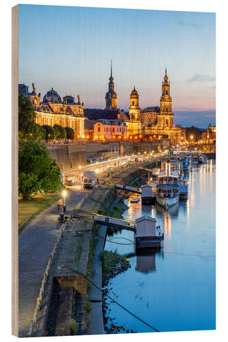 Holzbild Dresdner Altstadt am Abend