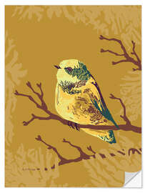 Selvklebende plakat Bird in the autumn forest