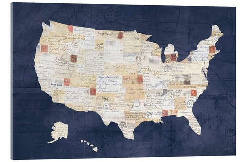 Acrylglas print America vintage map