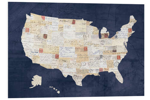 Foam board print America vintage map