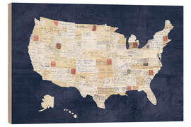 Stampa su legno Mappa vintage dell&#039;America