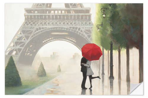 Selvklebende plakat Romance in Paris