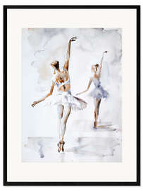 Gerahmter Kunstdruck Ballerina in blau