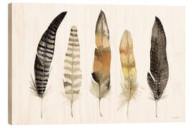 Wood print Autumn feathers